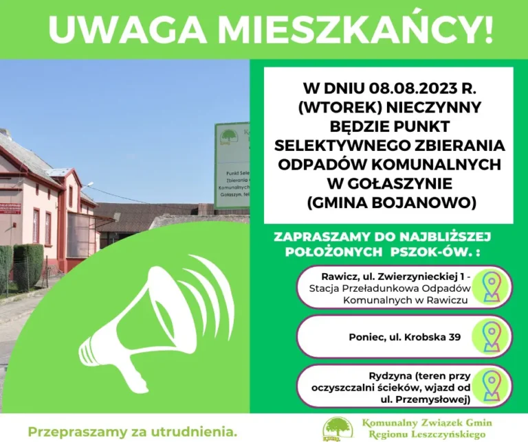 Nieczynny będzie PSZOK w Gołaszynie