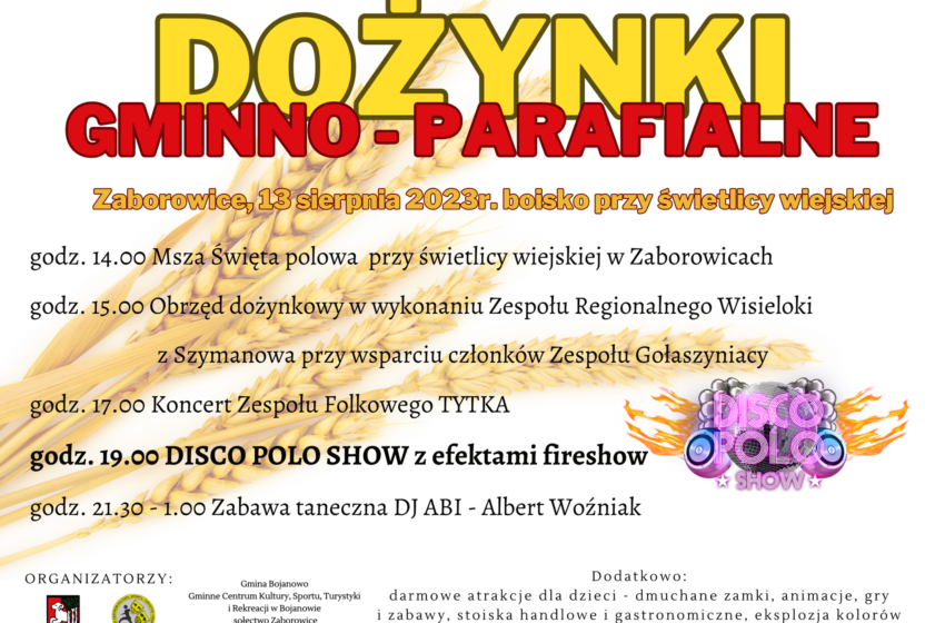  Zapraszamy na dożynki gminno – parafialne