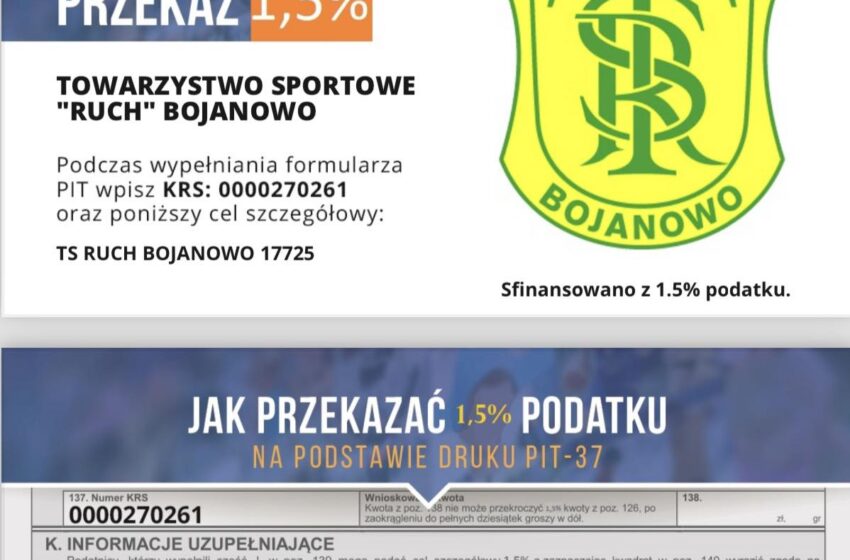  Zachęcamy wszystkich do wsparcia „Ruch Bojanowo”