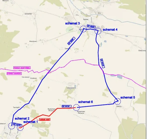  Informacje ws. przebudowy drogi powiatowej nr 5474P Bojanowo – Sowiny, odcinek Gołaszyn – Wydartowo Pierwsze