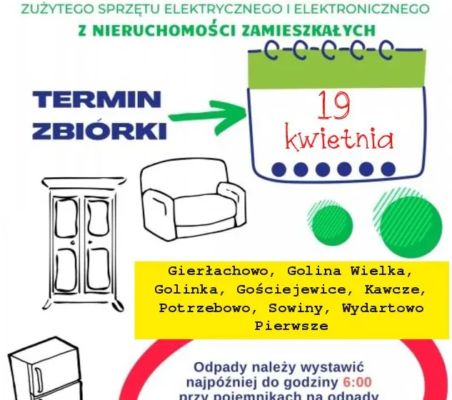  Objazdowa zbiórka odpadów wielkogabarytowych oraz zużytego sprzętu elektrycznego i elektronicznego