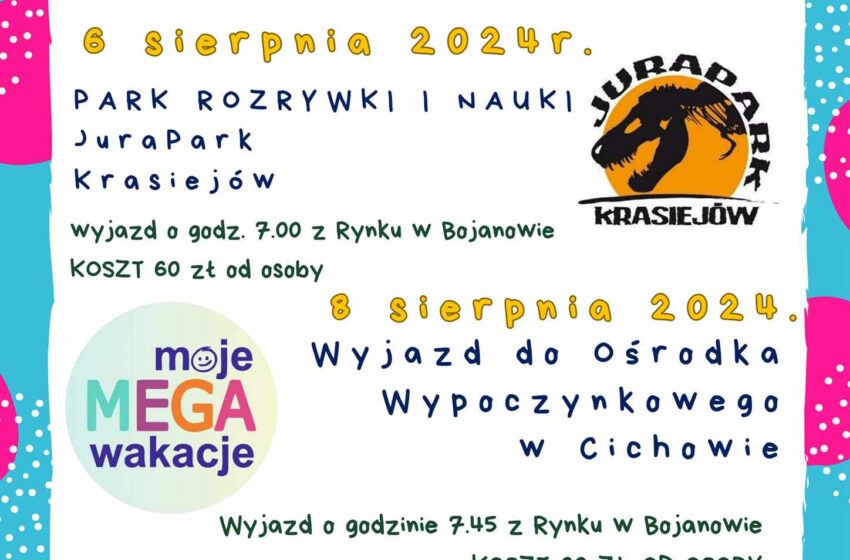  Lato w Bojanowie 2024: Wyjazdy do JuraPark Krasiejów i Cichowa – Zapisy i Szczegóły