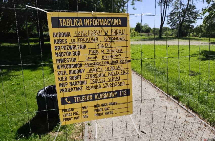  W Bojanowie powstaje skatepark – nowa atrakcja w Parku im. Kosynierów